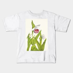 Showy lady's slippers - Botanical Illustration Kids T-Shirt